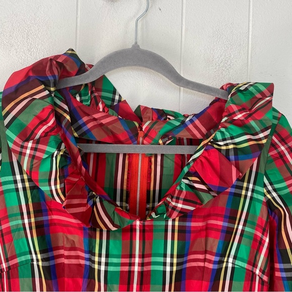 VTG Handmade Long Tartan PLAID Prairie Dress Christmas 70-80s Sz XS-S (17” PTP) - Picture 4 of 14